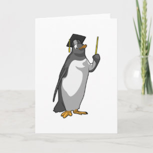 Pinguïn als leraar met wijzer kaart