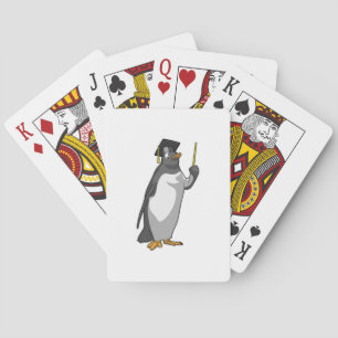 Pinguïn als leraar met wijzer pokerkaarten