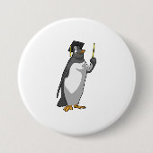 Pinguïn als leraar met wijzer ronde button 7,6 cm (Voorkant)