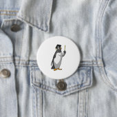 Pinguïn als leraar met wijzer ronde button 7,6 cm (In situ)