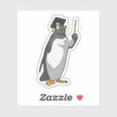 Pinguïn als leraar met wijzer sticker (Vel)