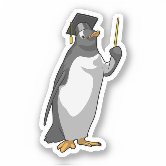 Pinguïn als leraar met wijzer sticker (Voorkant)