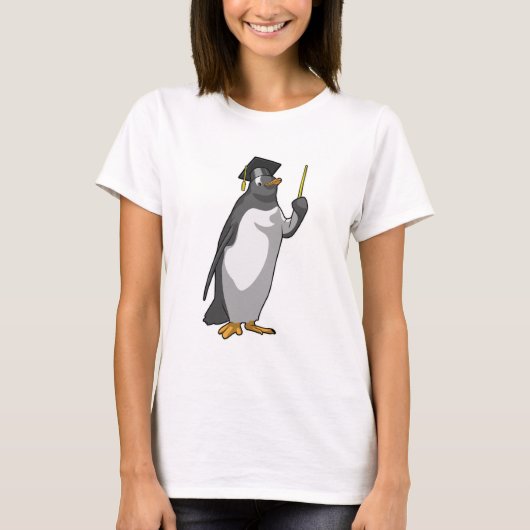 Pinguïn als leraar met wijzer t-shirt (Voorkant)