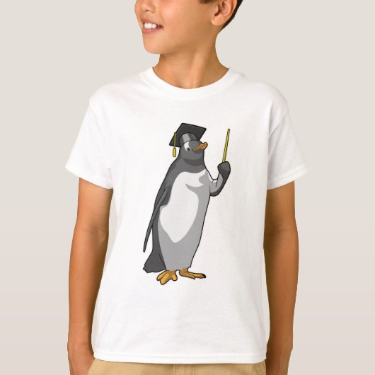 Pinguïn als leraar met wijzer t-shirt (Voorkant)
