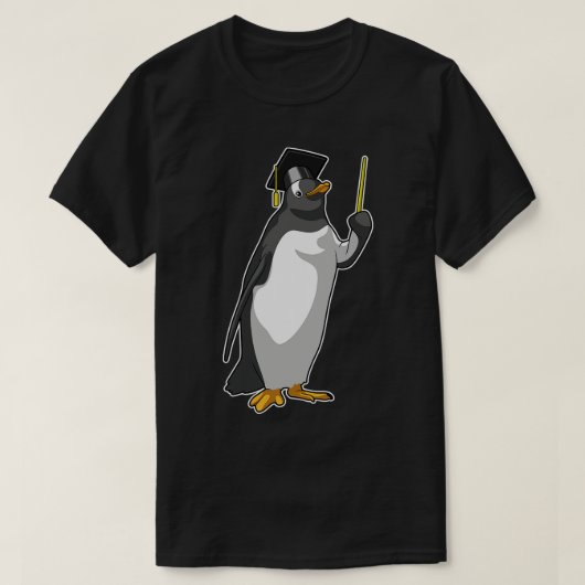 Pinguïn als leraar met wijzer t-shirt (Design voorkant)