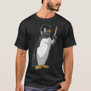 Pinguïn als leraar met wijzer t-shirt
