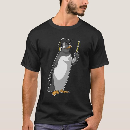 Pinguïn als leraar met wijzer t-shirt (Voorkant)