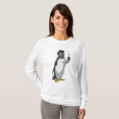 Pinguïn als leraar met wijzer t-shirt (Voorkant volledig)