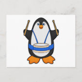 Pinguïn als muzikant met drum briefkaart (Voorkant)