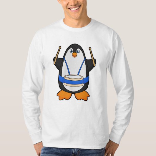Pinguïn als muzikant met rum t-shirt (Voorkant)