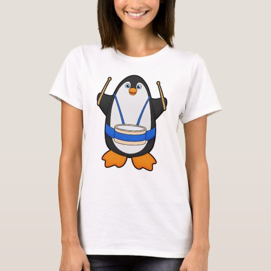 Pinguïn als muzikant met rum t-shirt (Voorkant)