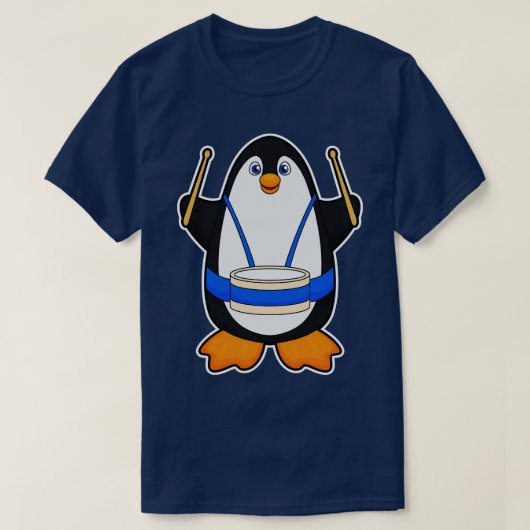 Pinguïn als muzikant met rum t-shirt (Design voorkant)