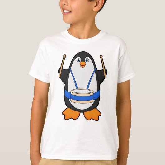 Pinguïn als muzikant met rum t-shirt (Voorkant)