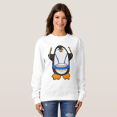 Pinguïn als muzikant met rum trui (Voorkant volledig)