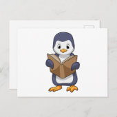 Pinguïn als nerd met boek briefkaart (Voorkant / Achterkant)