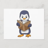 Pinguïn als nerd met boek briefkaart (Voorkant)