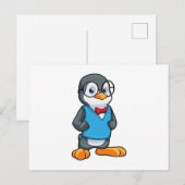 Pinguïn als Nerd met bril Briefkaart (Voorkant / Achterkant)
