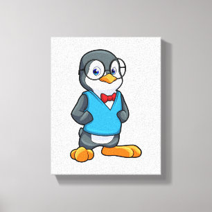 Pinguïn als Nerd met bril Canvas Afdruk
