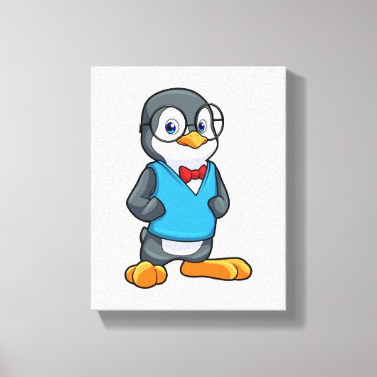 Pinguïn als Nerd met bril Canvas Afdruk (Voorkant)