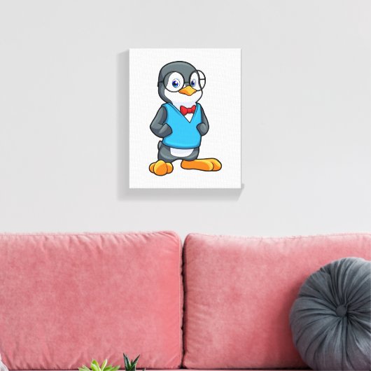 Pinguïn als Nerd met bril Canvas Afdruk (Insitu (Woonkamer))