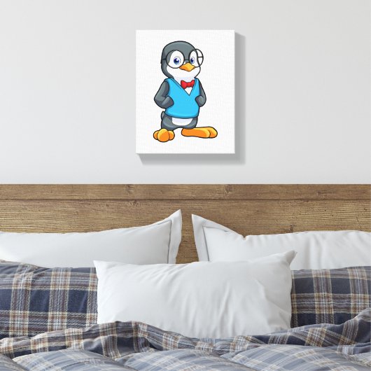 Pinguïn als Nerd met bril Canvas Afdruk (Insitu (Slaapkamer))