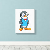 Pinguïn als Nerd met bril Canvas Afdruk (Insitu (Houten vloer))