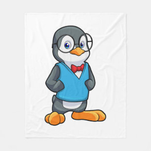 Pinguïn als Nerd met bril Fleece Deken