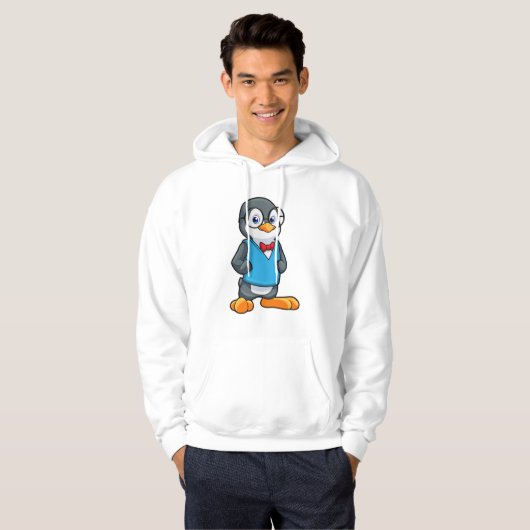 Pinguïn als Nerd met bril Hoodie (Voorkant volledig)