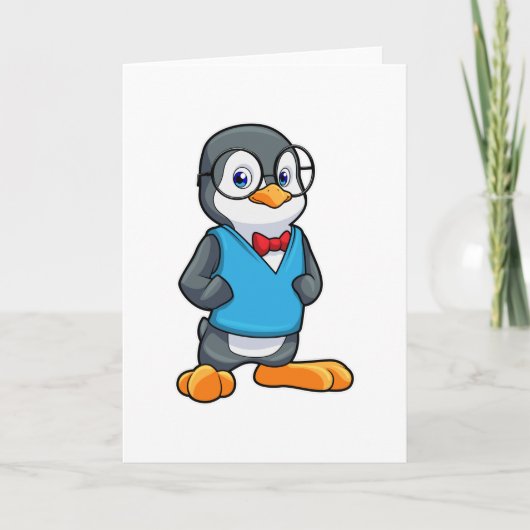 Pinguïn als Nerd met bril Kaart (Voorkant)