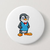 Pinguïn als Nerd met bril Ronde Button 7,6 Cm (Voorkant)