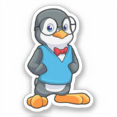 Pinguïn als Nerd met bril Sticker (Voorkant)