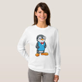 Pinguïn als Nerd met bril T-shirt (Voorkant volledig)
