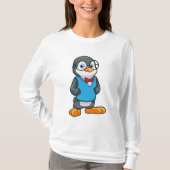 Pinguïn als Nerd met bril T-shirt (Voorkant)