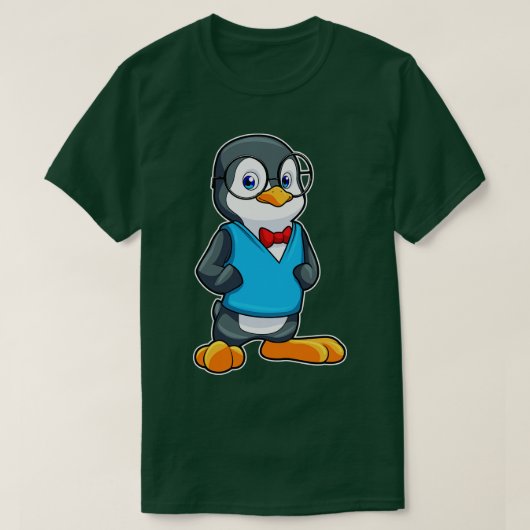Pinguïn als Nerd met bril T-shirt (Design voorkant)