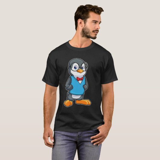 Pinguïn als Nerd met bril T-shirt (Voorkant volledig)