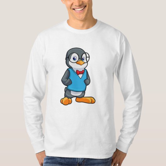 Pinguïn als Nerd met bril T-shirt (Voorkant)