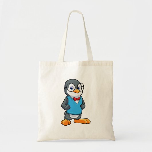 Pinguïn als Nerd met bril Tote Bag (Voorkant)