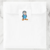 Pinguïn als Nerd met bril Vierkante Sticker (Tas)
