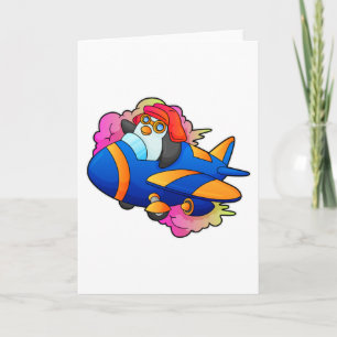 Pinguïn als piloot met vliegtuig kaart