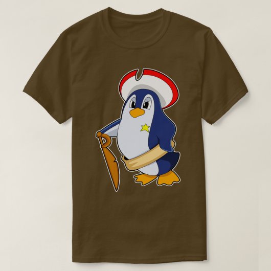 Pinguïn als Piraat met Pet 1 T-shirt (Design voorkant)
