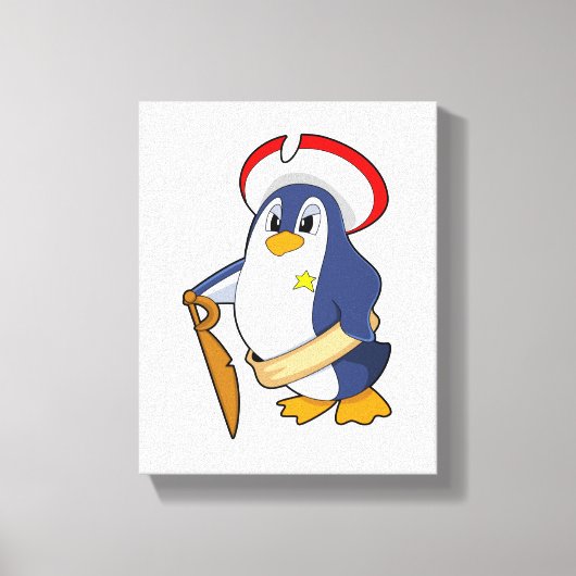 Pinguïn als piraat met Pet Canvas Afdruk (Voorkant)