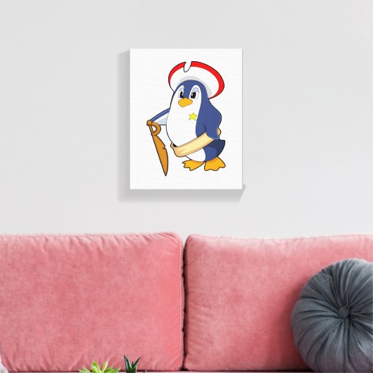 Pinguïn als piraat met Pet Canvas Afdruk (Insitu (Woonkamer))
