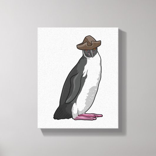 Pinguïn als piraat met Pet Canvas Afdruk (Voorkant)