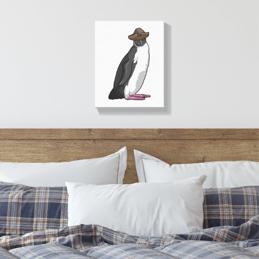 Pinguïn als piraat met Pet Canvas Afdruk (Insitu (Slaapkamer))