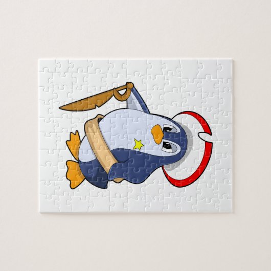 Pinguïn als piraat met Pet Legpuzzel (Horizontaal)
