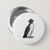 Pinguïn als piraat met Pet Ronde Button 7,6 Cm (Voorkant /achterkant)