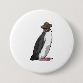 Pinguïn als piraat met Pet Ronde Button 7,6 Cm (Voorkant)