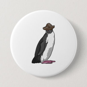 Pinguïn als piraat met Pet Ronde Button 7,6 Cm
