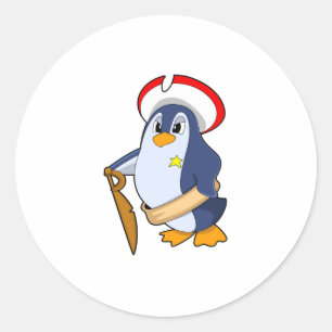 Pinguïn als piraat met Pet Ronde Sticker
