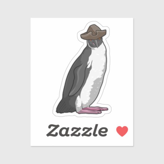 Pinguïn als piraat met Pet Sticker (Vel)